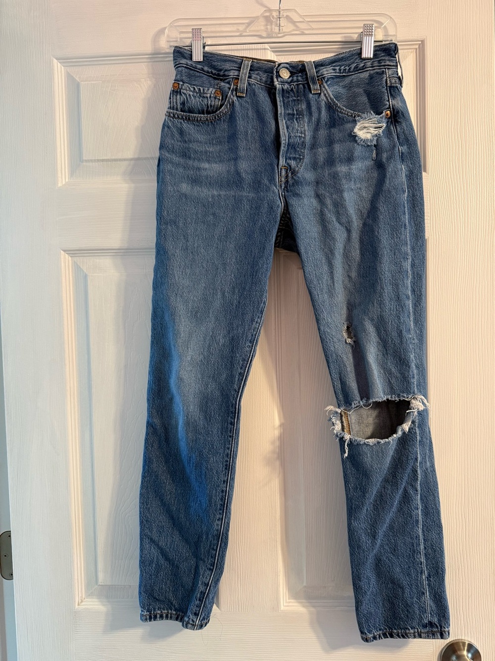 Levi’s Premium 501 Skinny Jeans W27 L28 Distressed Medium Wash